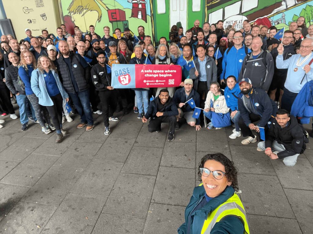 selfie taken of a group of small businesses in Nottingham before a 10 mile charity walk